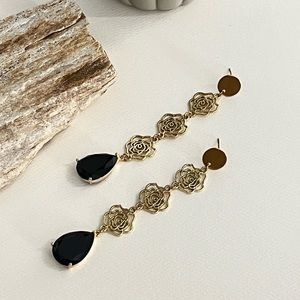 Elegant Floral Statement Earrings- Art Nouveau Rose Wedding Earrings